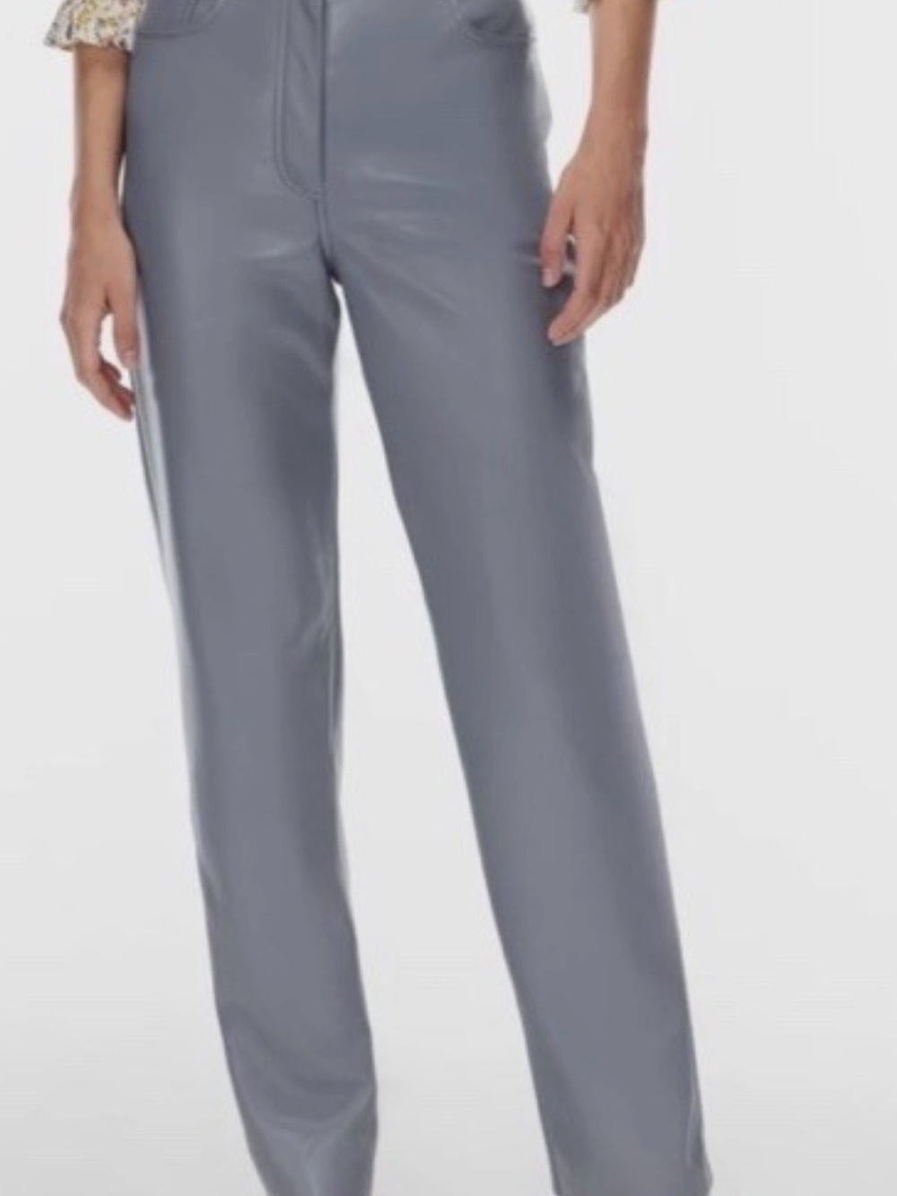 Aritzia Wilfred High-Rise Straight Leg Faux Leather Pants - Gray